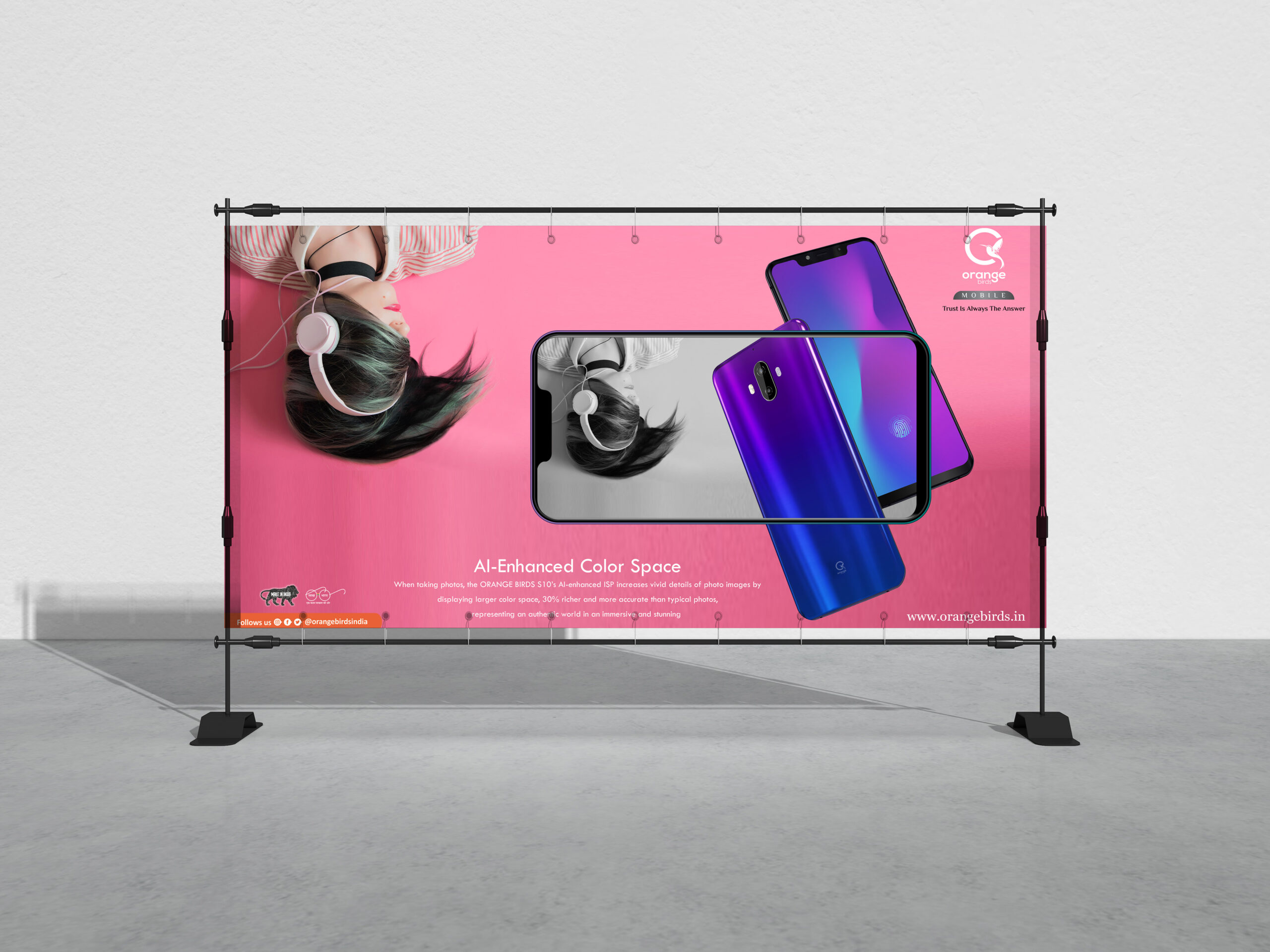 Banner_Free Advertisement Frame Stand Banner Mockup
